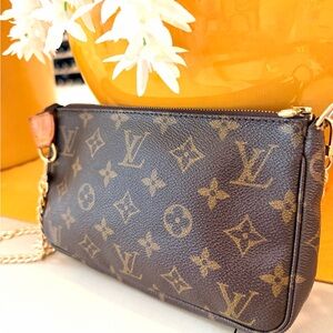 Louis Vuitton Black and Brown Monogram Crossbody Pochette Post Date: SD1000